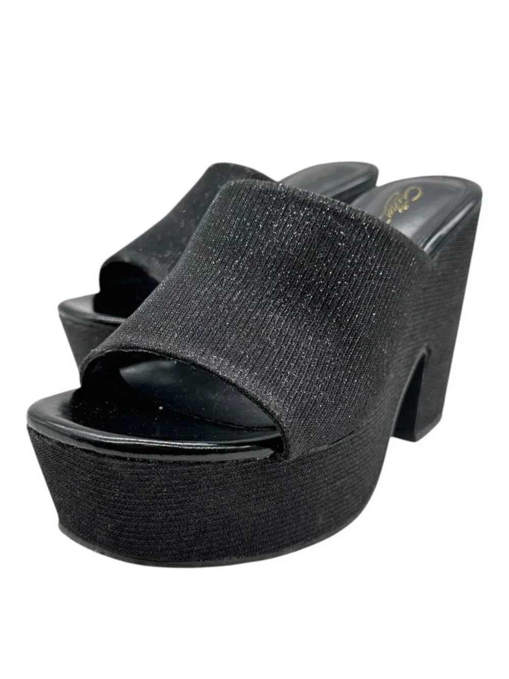 Cathy Din Arora-6 Platform Glitter Mule Sandals 8.5 Slide Shimmer Chunky Y2K
